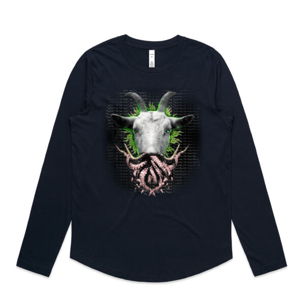 Squid Demon Goat - Womens Curve Longsleeve Tee Thumbnail